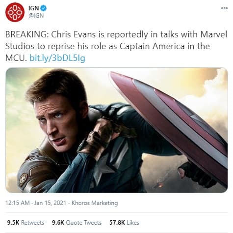 Chris Evans lên tiếng về thông tin Captain Ameria sẽ được 'tái sinh' trong phim mới 1