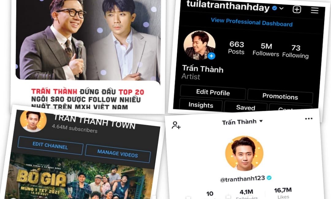 Trấn Thành 'khoe' lượt follow nườm nượp trên Tiktok, Youtube và Instagram: Xứng danh 'Ông hoàng mạng xã hội'
