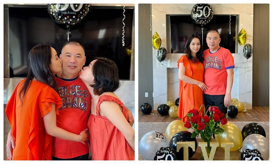 Mừng sinh nhật ông xã, Mai Thu Huyền không ngại thể hiện tình cảm khi hôn chồng cực ngọt ngào