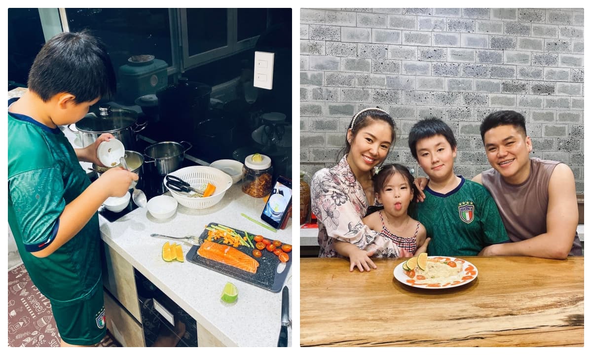Kỉ niệm 5 năm ngày cưới của Lê Phương, con trai đích thân vào bếp làm quà mừng cực dễ thương