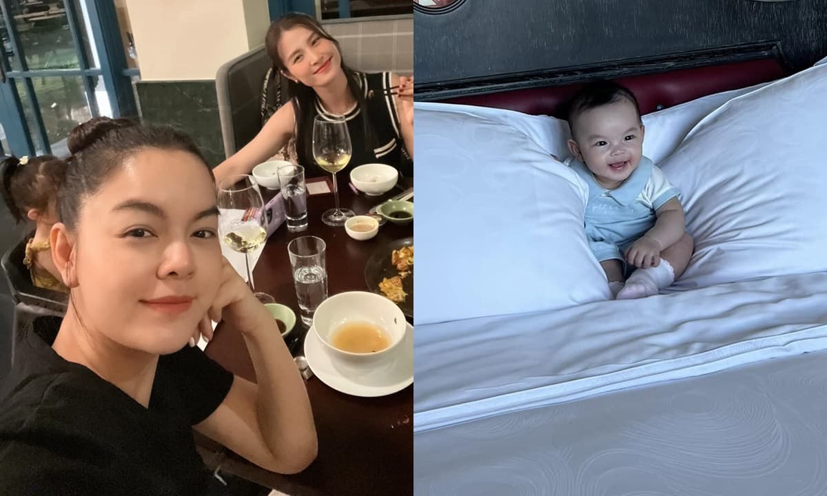 Phạm Quỳnh Anh cùng bạn trai và con gái út đi du lịch với nhà Đông Nhi, nhóc tỳ Zoey cười tươi hết nấc