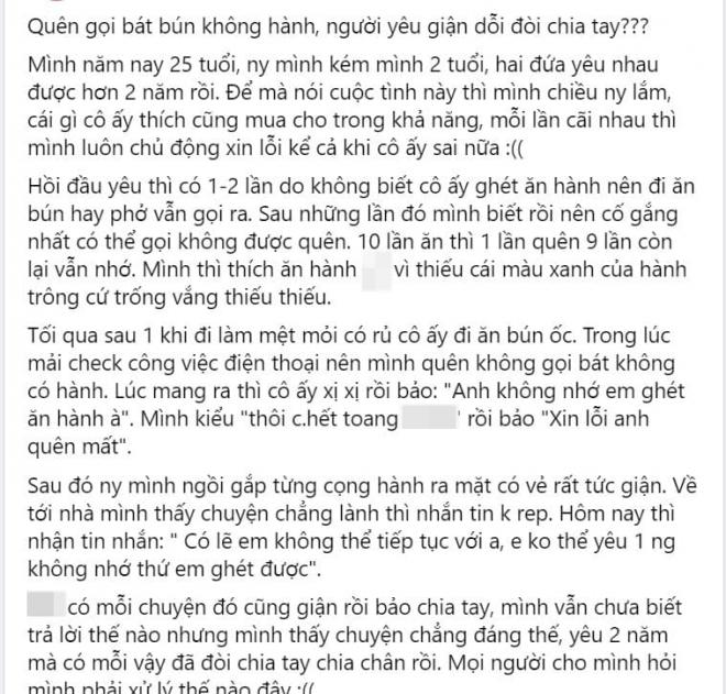 chia tay vì bún có hành 1