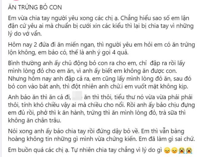 ăn trứng vịt lộn bỏ con 1