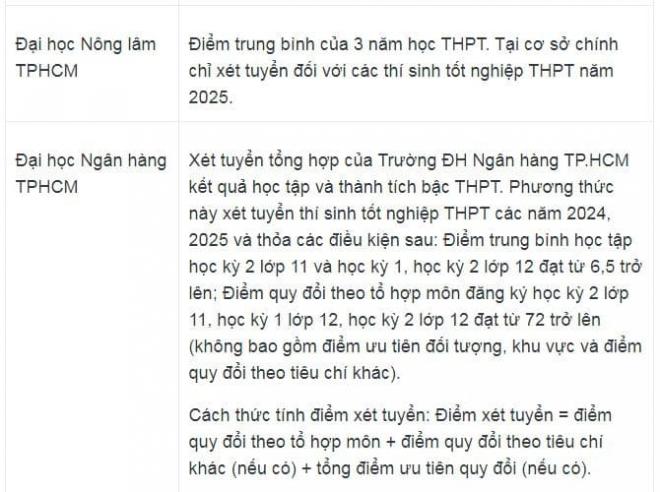  các trường Đại học xét tuyển học bạ năm 2025 4