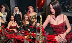 Tụ họp cùng hội bạn thân đình đám, Huyền Baby diện váy hai dây khoe vòng một căng tràn 'bỏng mắt'