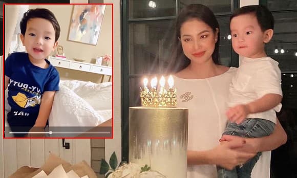 Tan chảy khi nghe con trai Phạm Hương học phát âm màu sắc bằng tiếng Anh Tan chảy khi nghe con trai Phạm Hương học phát âm màu sắc bằng tiếng Anh