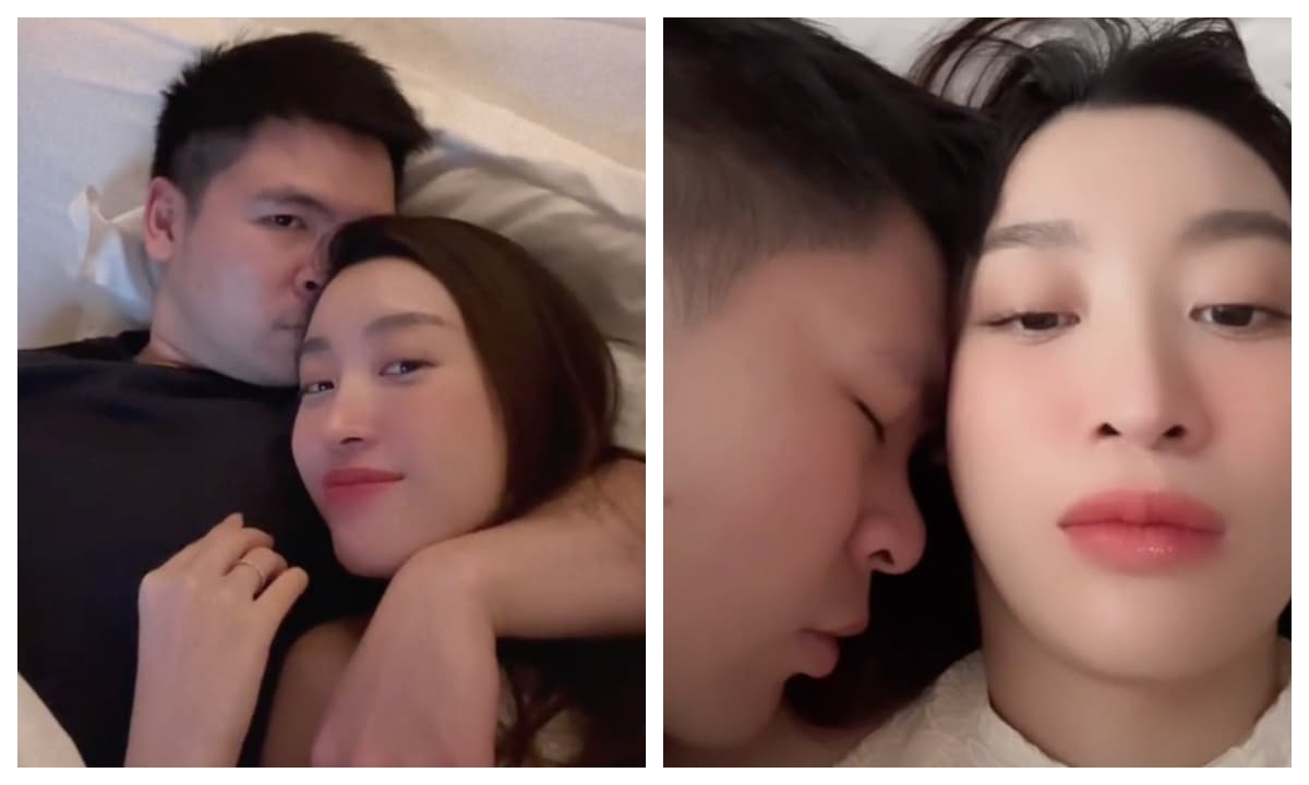 Hoa hậu Đỗ Mỹ Linh khoe ảnh hôn môi và ôm chồng trên giường, hành động cuối cùng tiết lộ chuyện bầu bí