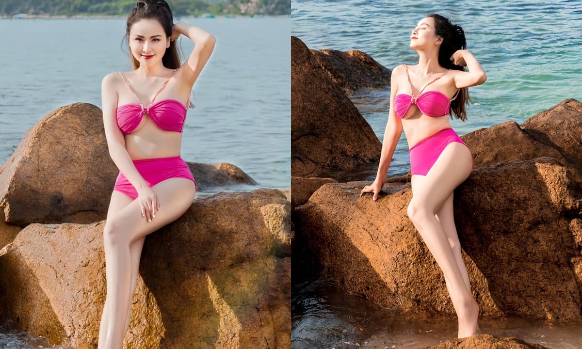 View - Hoa hậu Diễm Hương 'gây sốt' khi diện bikini 2 mảnh: Nhan sắc vượt trội, o ép vòng một 'ngồn ngộn' cực nóng mắt 