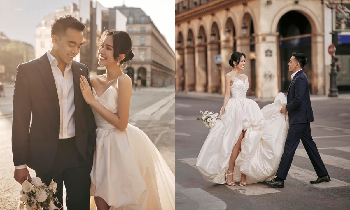 Á hậu Phương Anh chính thức hé lộ bộ ảnh cưới cực ngọt ngào bên doanh nhân Đức Hồ tại Pháp 