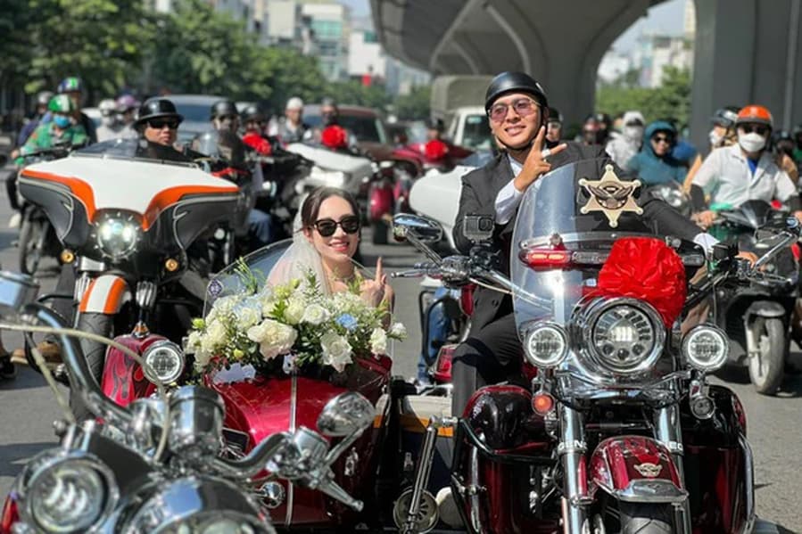 rước dâu, rước dâu bằng xe mô tô, đám cưới Hà Nội