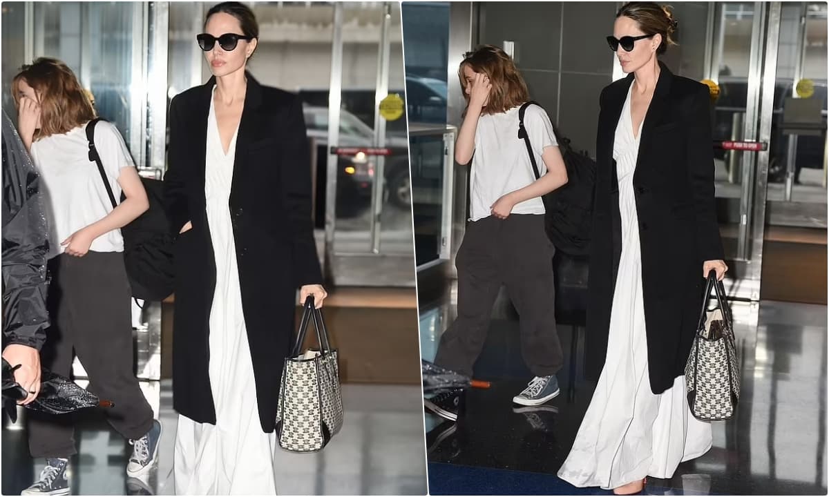 View - Angelina Jolie xuất hiện lộng lẫy tại sân bay JFK ở New York cùng cô con gái nhỏ Vivienne 