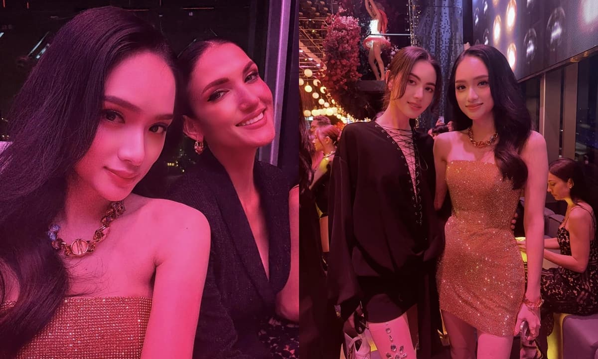 View - Hoa hậu Hương Giang diện váy ngắn cũn cỡn khi tham dự sự kiện tại Thái Lan, đọ sắc với dàn sao quốc tế chẳng hề kém cạnh 