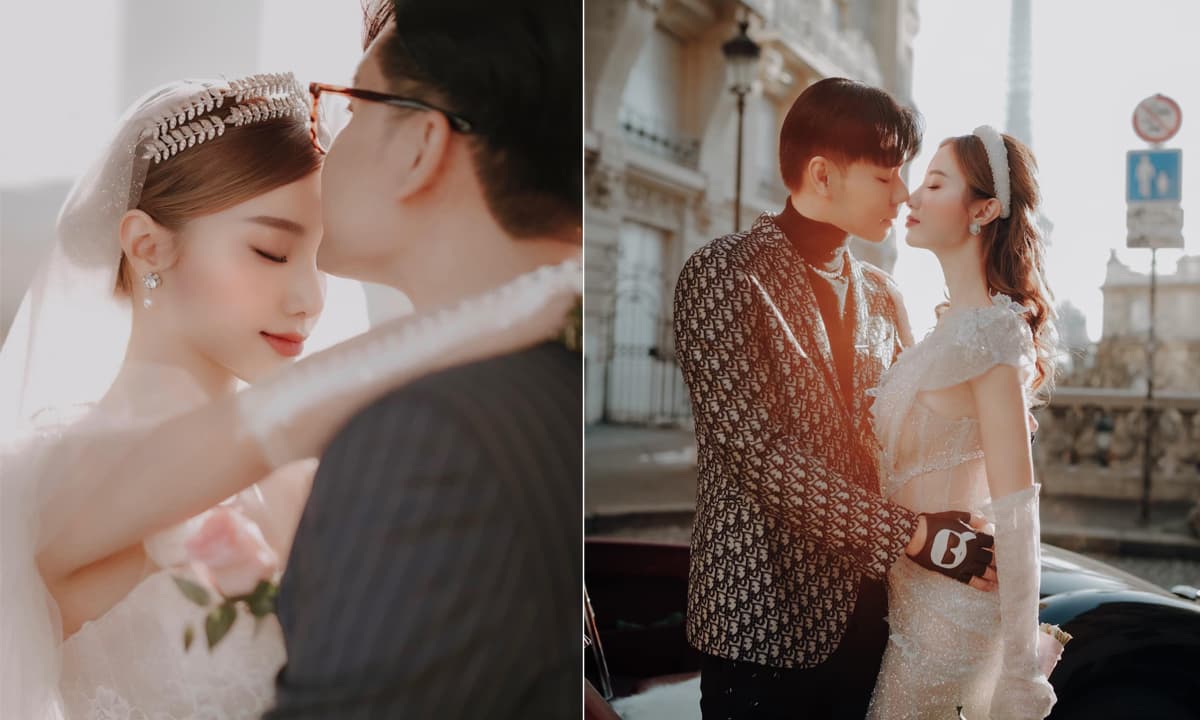 View - Hạnh Sino tung bộ ảnh cưới ngọt ngào tại Pháp sau gần 1 năm cưới, vẫn giấu nhẹm thông tin về chồng