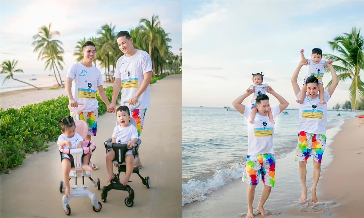 View - Thanh Đoàn và Hà Trí Quang tung loạt ảnh bên 2 con, nhóc tì chiếm spotlight vì loạt biểu cảm siêu cưng 