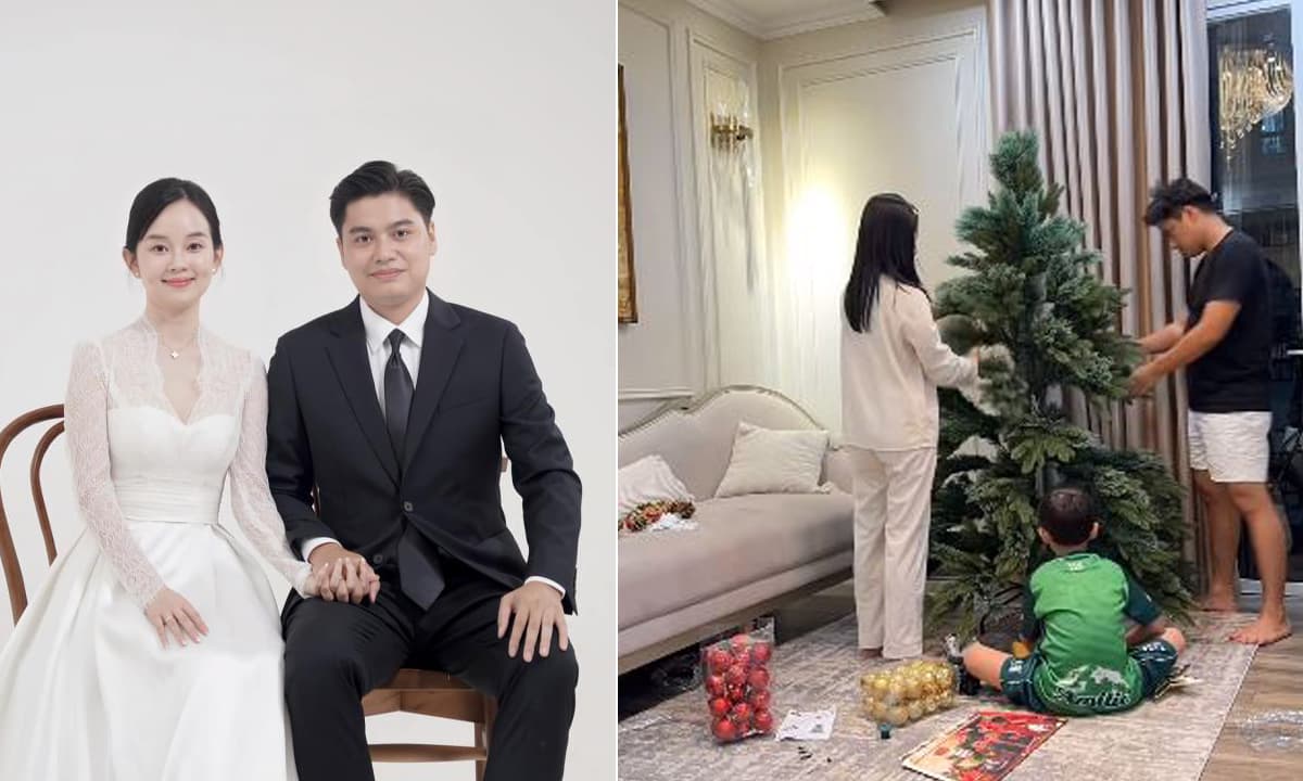 View - Hot girl Ly Kute cùng chồng trang trí cây thông Noel, hé lộ mối quan hệ thân thiết của Khoai Tây với bố dượng 