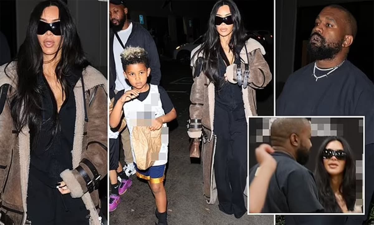 View - Kim Kardashian 'đụng độ' chồng cũ Kanye West tại sân bóng rổ để ủng hộ cho con trai Saint
