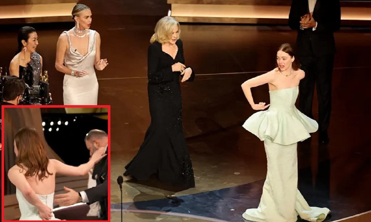 View - Oscar 2024: Emma Stone gặp sự cố tuột váy khi nhận giải Nữ chính xuất sắc nhất, 'Oppenheimer' đại thắng với 7 tượng vàng 