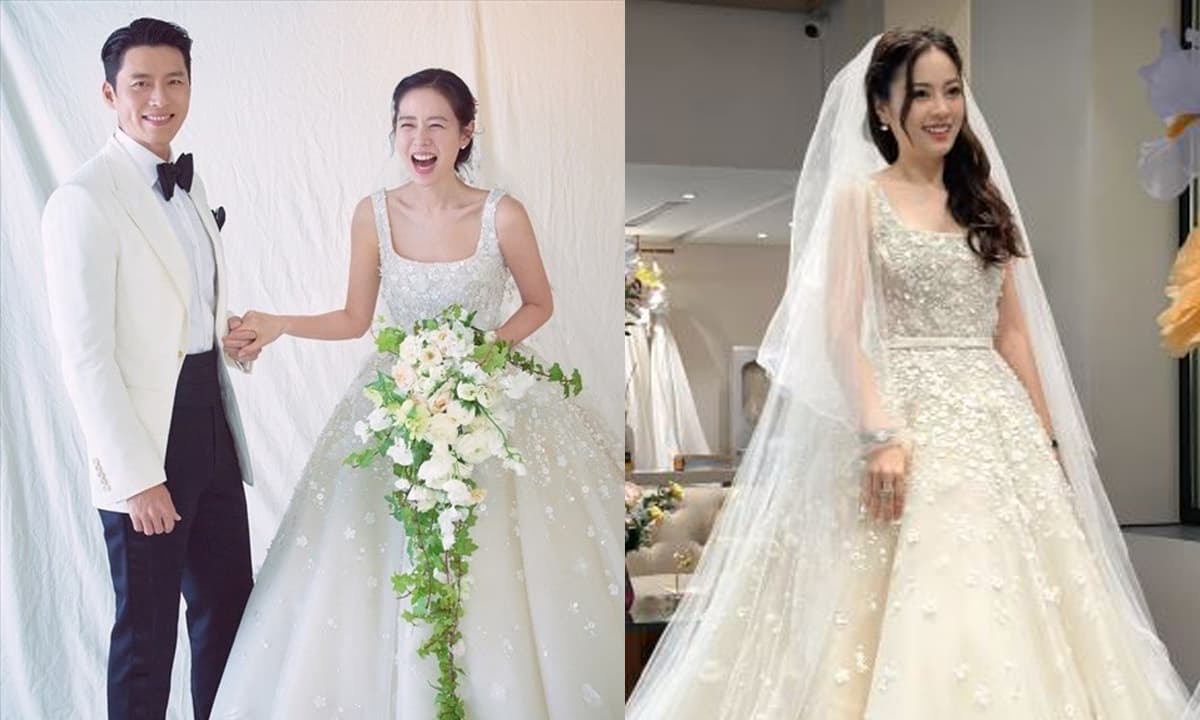 View - Một hot mom nổi tiếng mặc váy cưới nửa tỷ giống Son Ye Jin, dân tình đồn đoán sắp tổ chức cưới chồng lần 3? 