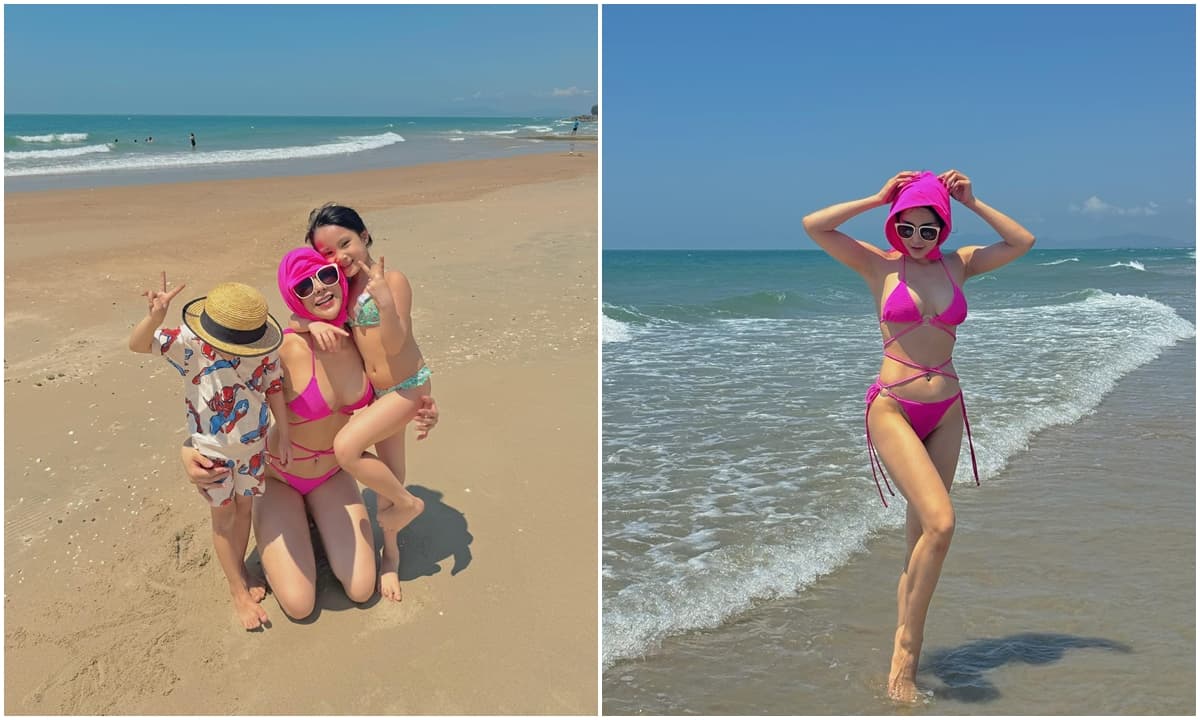 View - Diệp Lâm Anh đưa các con đi du lịch biển, body mẹ 2 con khi diện bikini nhanh chóng gây sốt 