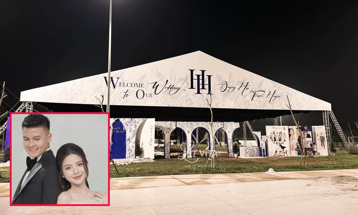 View - Quang Hải thất vọng khi phải ngồi băng ghế dự bị, hé lộ rạp quy mô 'khủng' đón tiếp 1200 khách mời trong đám cưới với Chu Thanh Huyền 