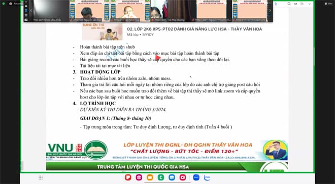 Thầy giáo Văn Hoa, kì thi Đánh giá năng lực, Trung tâm Luyện thi Quốc gia