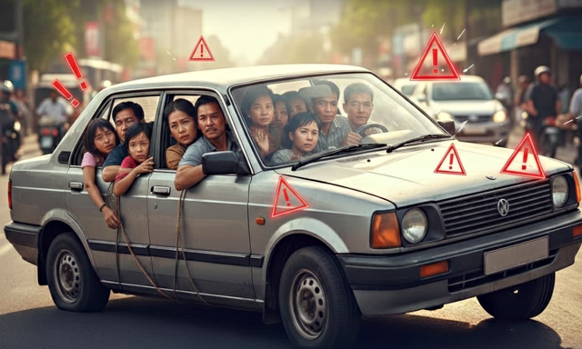 Xe ô tô 4 chỗ chở 5 người có bị phạt không? Cập nhật quy định mới từ 2025