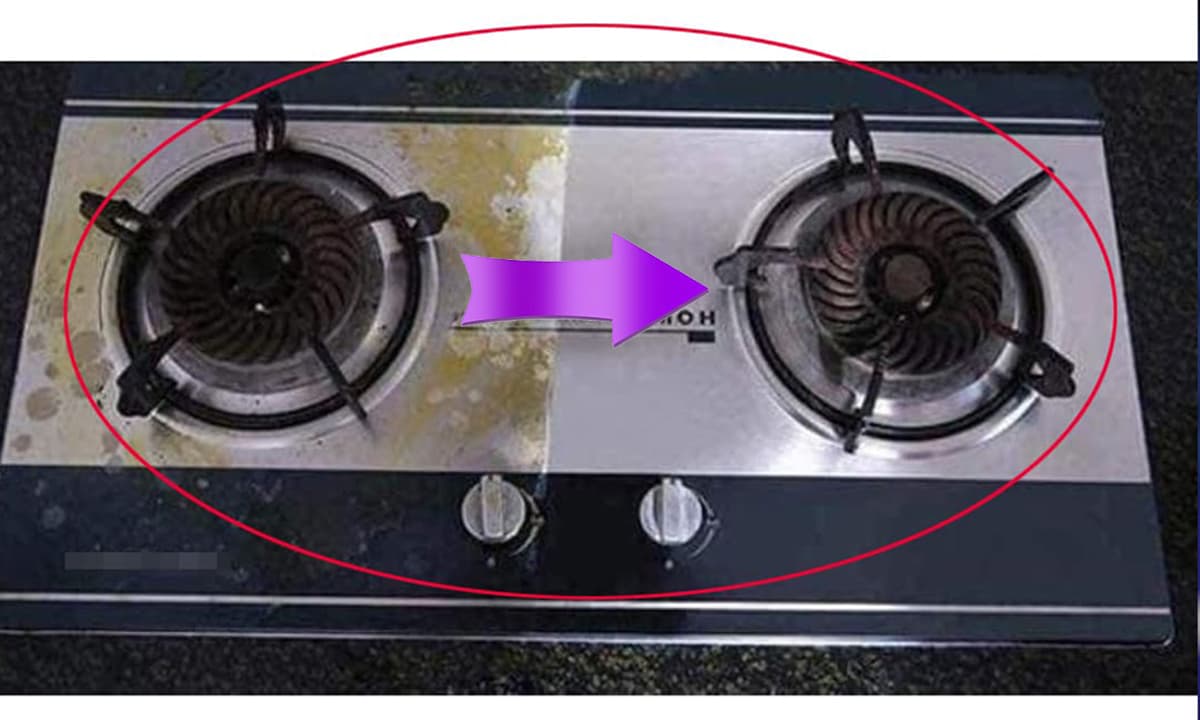 Bếp ga dùng lâu bám dầu mỡ cũng sạch bóng như mới nhờ mẹo đơn giản ai cũng làm được