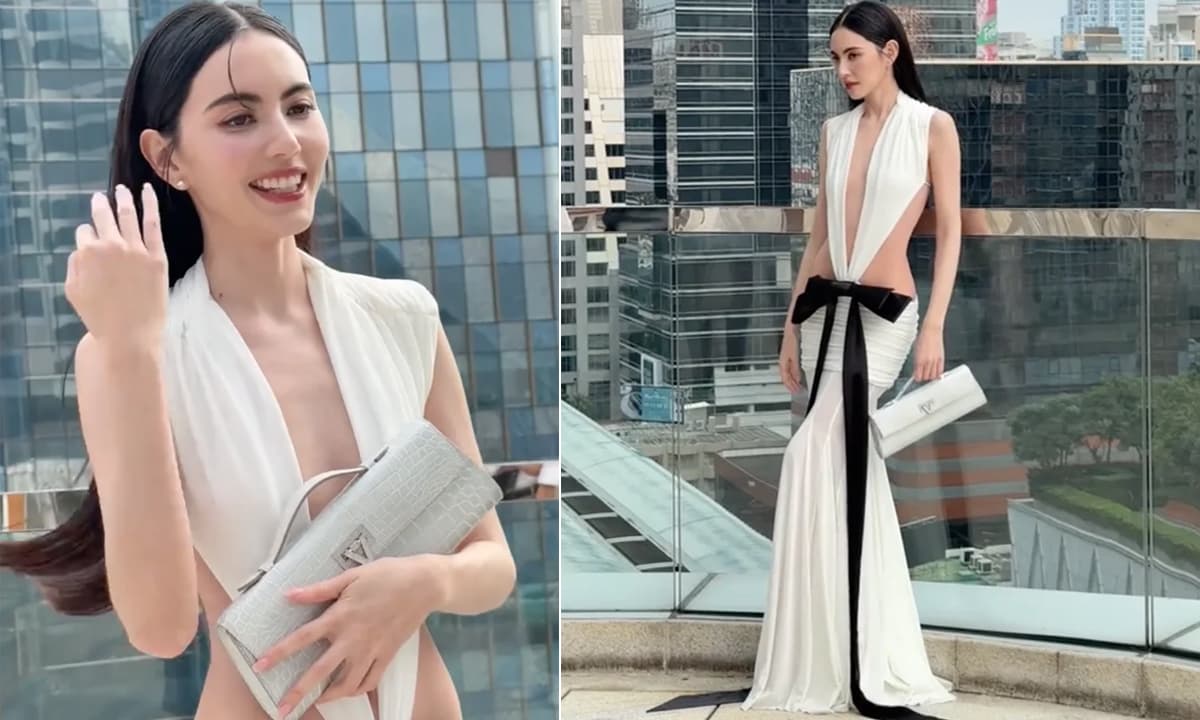 Hậu đám cưới, 'Ma nữ đẹp nhất Thái Lan' Mai Davika diện váy khoét sâu táo bạo
