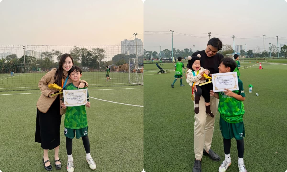 Ly Kute vác bụng bầu mừng con trai nhận cúp 'vua phá lưới', ba dượng nỗ lực bù đắp cho quý tử