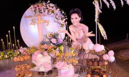 Sang Lê diện váy cúp ngực gợi cảm trong tiệc sinh nhật ở bãi biển Phú Yên