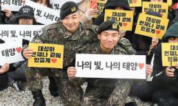 Taeyang và Daesung (BIGBANG) vui mừng khi được 1000 fan vây kín trong ngày chính thức xuất ngũ