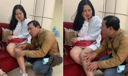 Diễn viên Thúy Hà khoe ảnh được 'Táo kinh tế' Quang Thắng nắn nắn chân ở hậu trường