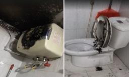 Hiện trường bình nước nóng phát nổ trong nhà tắm khiến nhiều người rùng mình