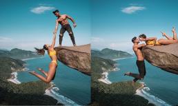 'Tự sướng' trên mỏm đá đầy mạo hiểm, cặp blogger bị dân mạng chỉ trích