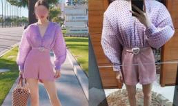 Thảm họa mua hàng online: Bộ jumpsuit tay phồng tím mộng mơ hóa thành bộ 'siêu nhân cơ bắp'
