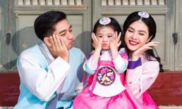 Gia đình Vân Trang mặc hanbok, hạnh phúc đi chơi ở Hàn