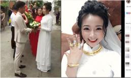 Phan Văn Đức diện vest bảnh bao trong đám hỏi, cô dâu Nhật Linh đeo vàng trĩu cổ