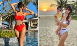 Siêu mẫu Hà Anh diện bikini bốc lửa trong chuyến nghỉ dưỡng cùng chồng con