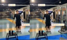 Trường 'híp' khiến fan bật cười khi tập thể dục như múa trên nền nhạc Sơn Tùng