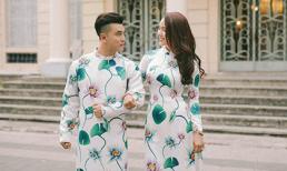 Ưng Hoàng Phúc diện áo dài bên vợ siêu mẫu ba con