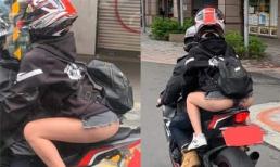 Cô gái lộ nguyên vòng ba khi ngồi trên xe mô tô khiến người đi đường 'nóng mắt'