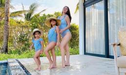 Phạm Quỳnh Anh diện bikini khoe dáng cùng hai cô con gái cực điệu đà