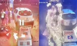 Tài xế lùi xe trúng cột bơm xăng, ôtô cùng xe máy bốc cháy dữ dội trong đêm