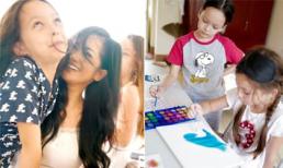 Cặp song sinh nhà Hồng Nhung vẽ tranh, chơi trò chơi tự chế trong khu cách ly tập trung