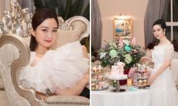 Hoa hậu Giáng My tự tay vào bếp nấu ăn, cắm hoa để tổ chức sinh nhật cho con gái