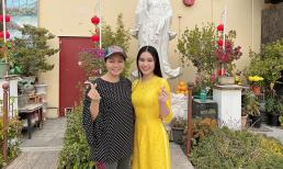 Đi chùa cùng mẹ, con gái NSƯT Ngọc Huyền diện áo dài dịu dàng ra dáng thiếu nữ xinh đẹp