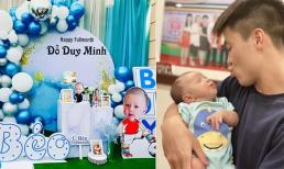 Cầu thủ Duy Mạnh và 'Công chúa béo' Quỳnh Anh tổ chức tiệc đầy tháng cho con trai