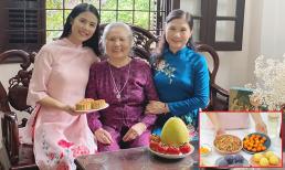 Hoa hậu Ngọc Hân làm bánh trung thu cực khéo, được mẹ và bà ngoại khen hết lời