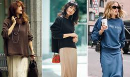 Phụ nữ trưởng thành, đừng mặc quá lỗi thời, hãy học thói quen phối áo len dạ + chân váy, vừa giảm tuổi vừa khí chất