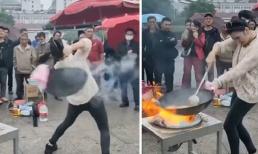 Hot girl bán cơm rang có màn múa chảo đỉnh cao khiến người xem trầm trồ, 'nín thở'